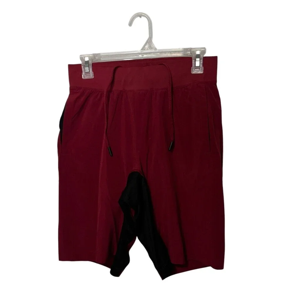 Lululemon THE Shorts Mens Small Red Lined Workout Train Gym Performance Stretch